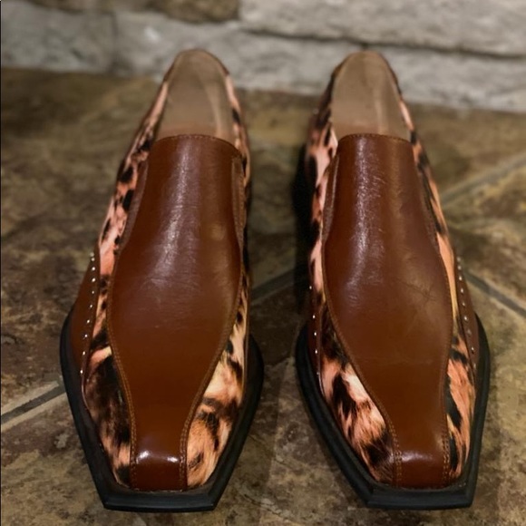 Men’s iTALIC Brown Cheetah Print Dress Shoes 9 - Picture 4 of 5